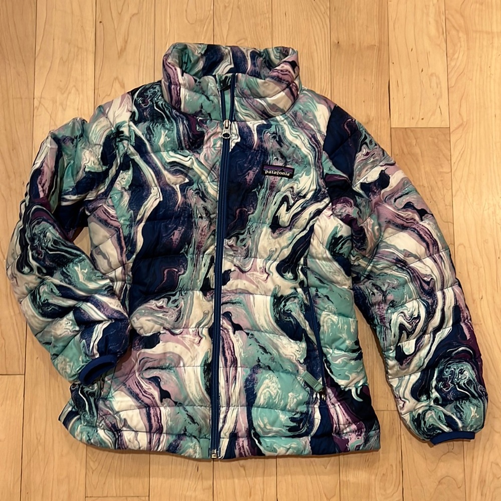 Girls Patagonia Marble Print Puffer